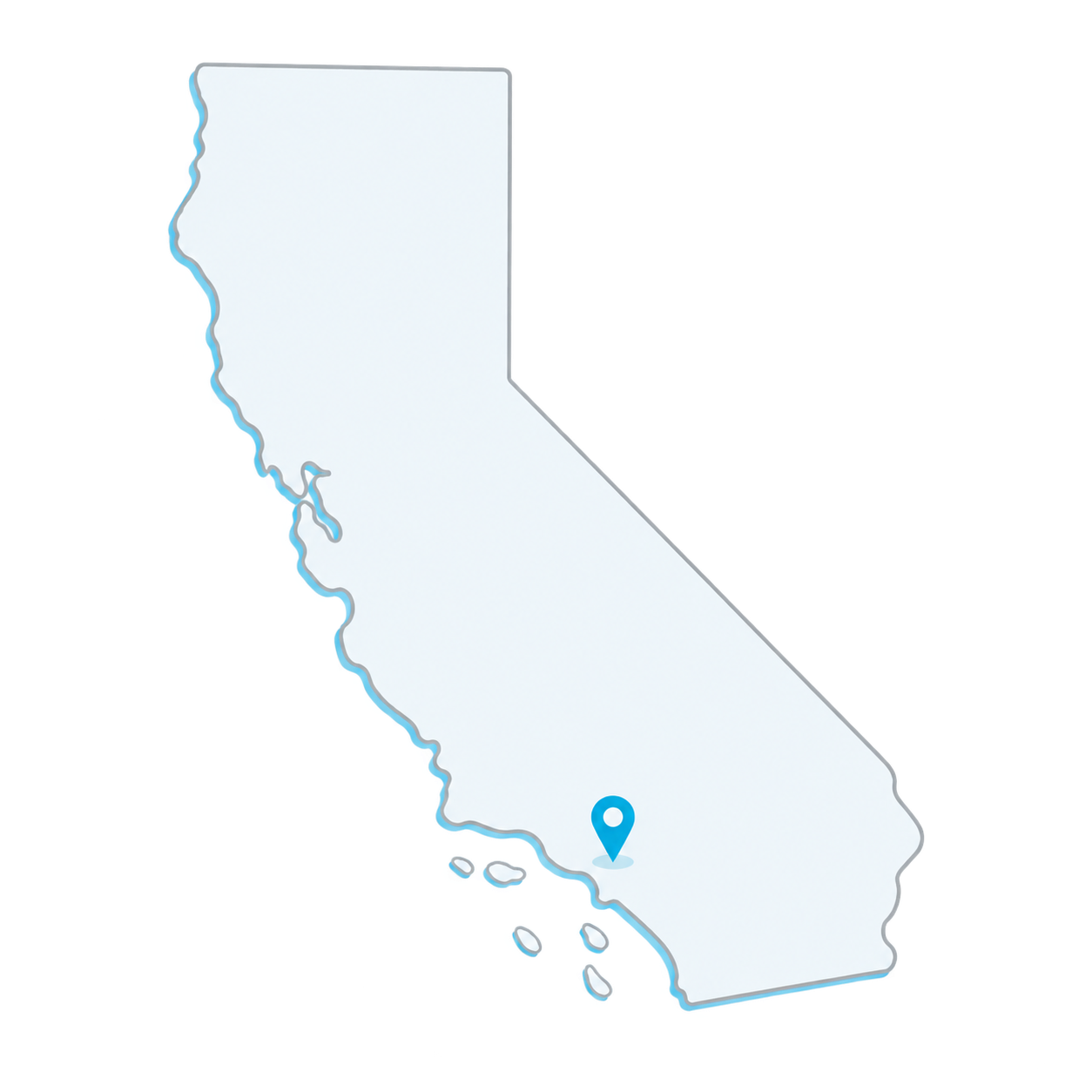 California map with a location marker near Encino